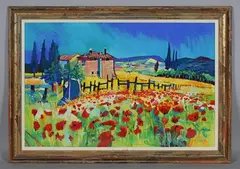 Godfrey Tonks, Poppies near Castellina in Chianti, pastel