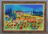 Godfrey Tonks, Poppies near Castellina in Chianti, pastel