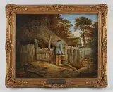 James Nasmyth, John Simmons feeding his pigs, oil on metal