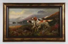 Robert Cleminson, Setters in a landscape, oil on canvas
