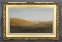 Roedean Valley, Sussex, with the Jill Windmill by Henry George Hine, 1875, watercolour, sold Nov 2024