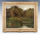 Alfred Parsons, Bullrushes’ (Gravetye Manor Lake), oil on board
