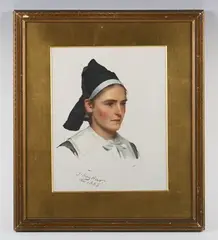 James Hayllar, Portrait study of a girl, possibly a Scottish fisher-girl, oil on board