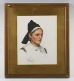 James Hayllar, Portrait study of a girl, possibly a Scottish fisher-girl, oil on board