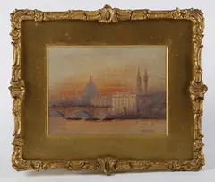 Frederick Edward Joseph Goff, London Bridge’, with St Paul’s Cathedral and the Monument beyond, watercolour