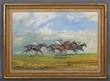 Michael Lyne, Newmarket, the Sefton Course, oil on canvas