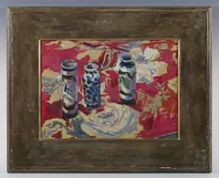 Binny Matthews, Three small pots’: Still life, 1991, oil on board