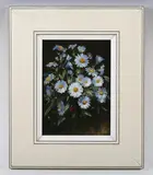 Andrew Law, Still life of Michaelmas daisies; Still life of mixed flowers in a green glass vase, a pair, oil on panel