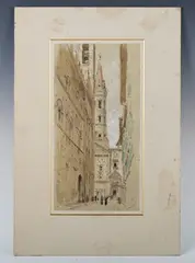 Charles Maresco Pearce, French street scene, possibly Dieppe or Paris, watercolour