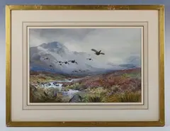Roland Green, Mallard; Grouse in flight, a pair, watercolour