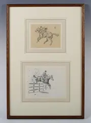 Peter Biegel, Hunting sketches, two pencil drawings