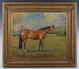 Molly Maurice Latham, A Bay Horse in a landscape, 1950, oil on canvas