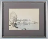 William Heaton Cooper, Bigland Tarn: a winter lake scene, pencil and watercolour