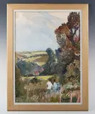 Ronald Ossory Dunlop, Figures in a Sussex landscape, oil on canvas