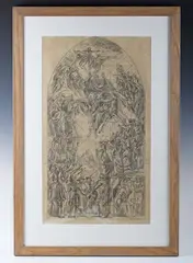 Hans Feibusch, Study for the Trinity in Glory at St. Albans, Holborn, pencil and ink