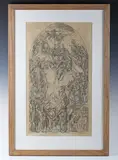 Hans Feibusch, Study for the Trinity in Glory at St. Albans, Holborn, pencil and ink