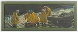 Lilian Strang Neilson, Fishermen, oil on board
