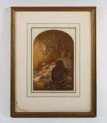 Henry John Stock, Artist painting a nude in an interior, 1912, watercolour