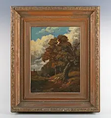 William Samuel Jay, Figures in a rural lane, oil on canvas