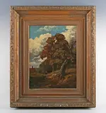 William Samuel Jay, Figures in a rural lane, oil on canvas