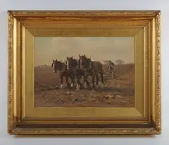Plough team by George Leon Little, oil on board, sold Aug 2026