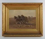George Leon Little, Plough team, oil on board