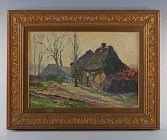 Jacques Zon, Cottages in a landscape, oil on board