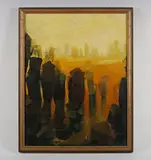 Marianne Grant, Standing stones; Landscape, two, oil on board