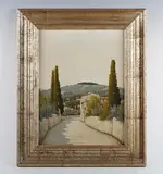 Giacomo Delcroix, Italian landscape from a tree-lined lane