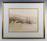 Ken Hammond, Sunset harbour scenes, a pair, watercolour