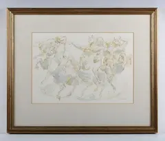 Charles Edward Burdick, Satyrs & Maidens’, pen, ink and wash