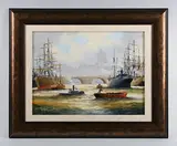 Ken Hammond, Commercial Shipping, Pool of London 1900s'; Smuggler’s Cove, Cornwall, two, one oil on board