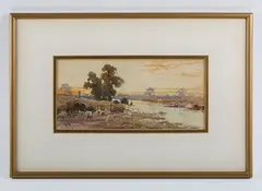 William Mathison, Banbury Canal'; 'Thames near Abingdon'; 'Evening - Distant View of Banbury from the Canal', three, watercolour