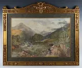 Joseph Adam, Highland river landscape with cattle and drover, watercolour