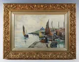 David Martin, Kirkaldy Harbour and fishing fleet; 'Crail, Fife', two, watercolour