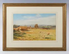 Berenger Benger, Sheep grazing in a Kentish landscape, 1901, watercolour