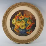 Marian Broom, Still life of calendula in a vase, watercolour