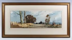 Edward Wesson, Winter lane, watercolour