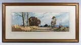 Edward Wesson, Winter lane, watercolour