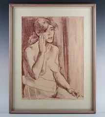 Eric James Mellon, Seated female nude, red chalk