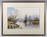 Leslie Lancelot Hardy Moore, A quiet mooring, watercolour