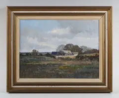 Norman Battershill, Farmstead in a landscape, oil on board