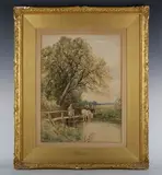 Edmund Morison Wimperis, The Ferryman’s Cottage’; 'Watering Horses', a pair, watercolour
