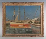 Jeanne Courtauld, Palermo: two sailing boats at anchor, oil on canvas