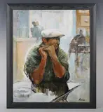 John Henson, Man in a bar, oil on canvas-board; ‘Miles Away