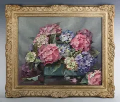 Jack Carter, Still life of hydrangeas, watercolour