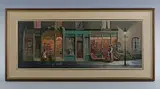Deborah Jones, Spong & Maidment of the Village’: street scene, oil on board