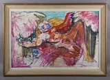 David Saul Rennell Rodd, Reclining nude, mixed media on board