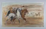 Benita Bammer, Horses and warriors in a landscape, watercolour