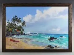 Beverly Fettig, Hawaiian shoreline, oil on canvas